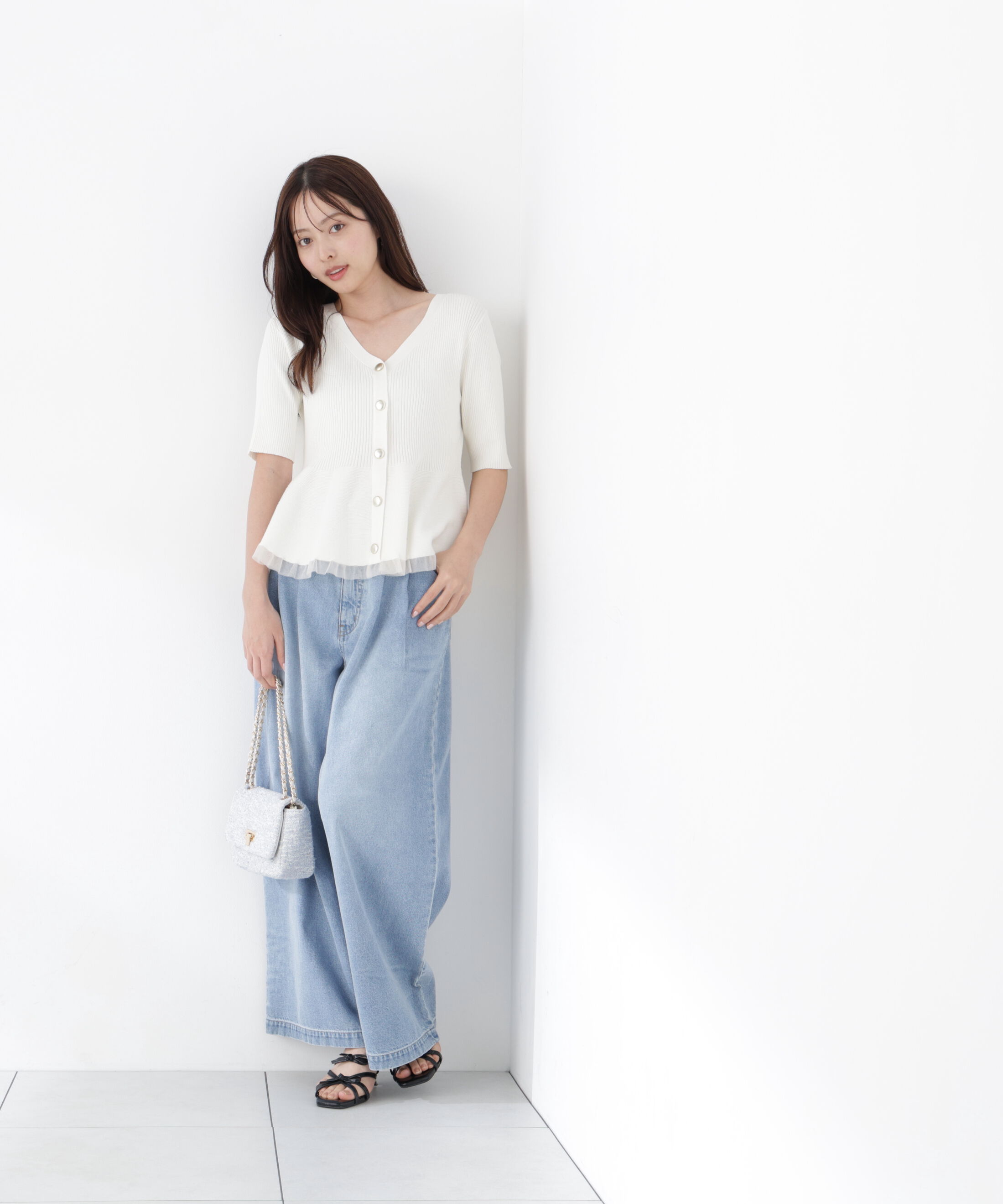 PROPORTION BODY DRESSING「部分シアーペプラムニット」|ニット・セーター|