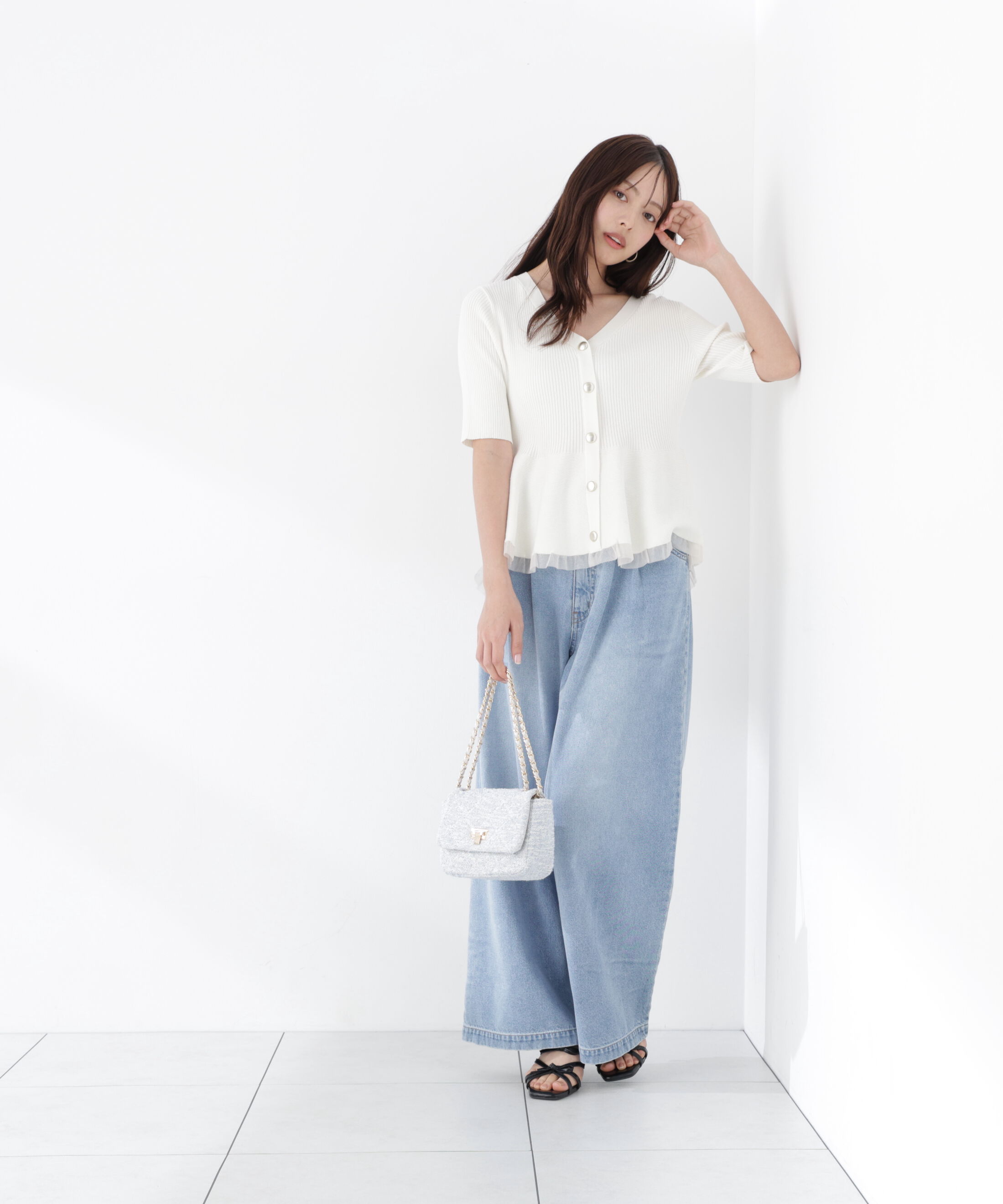 PROPORTION BODY DRESSING「部分シアーペプラムニット」|ニット・セーター|
