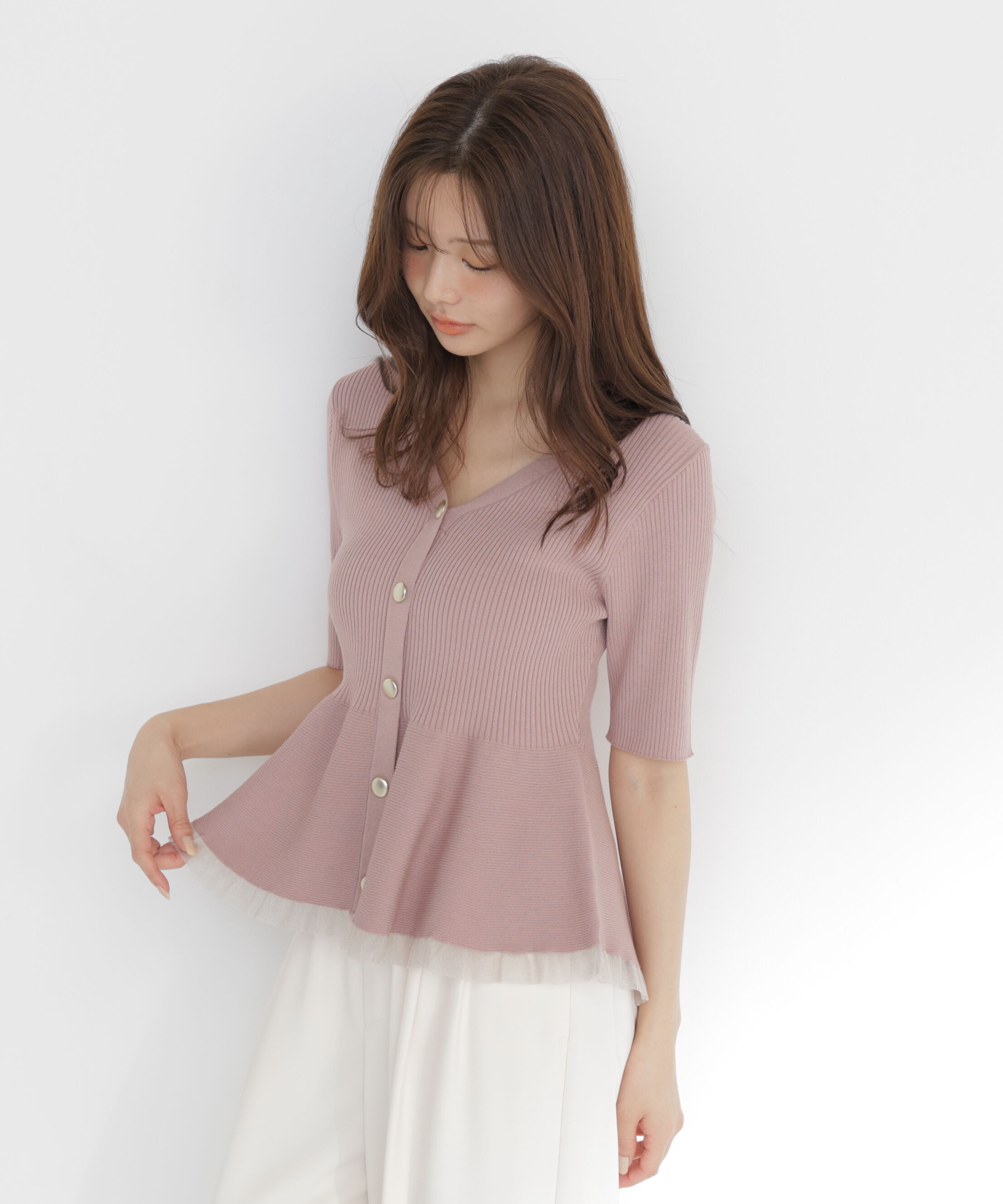 PROPORTION BODY DRESSING「部分シアーペプラムニット」|ニット・セーター|