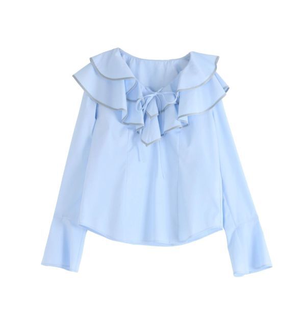 LAGUNAMOON「ラッフルパイピングブラウス」|シャツ・ブラウス|ブルー