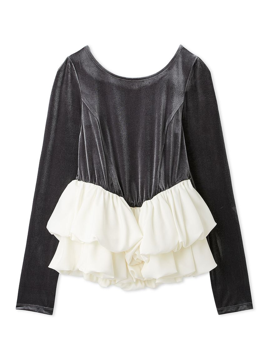 LILY BROWN「ベロアバルーンペプラムトップス」|Tシャツ・カットソー|GRY