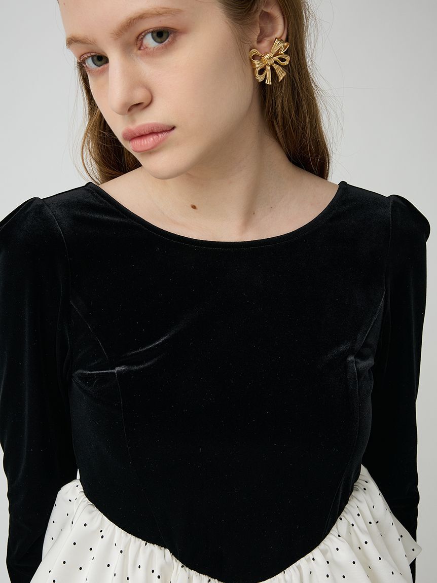 LILY BROWN「ベロアバルーンペプラムトップス」|Tシャツ・カットソー|