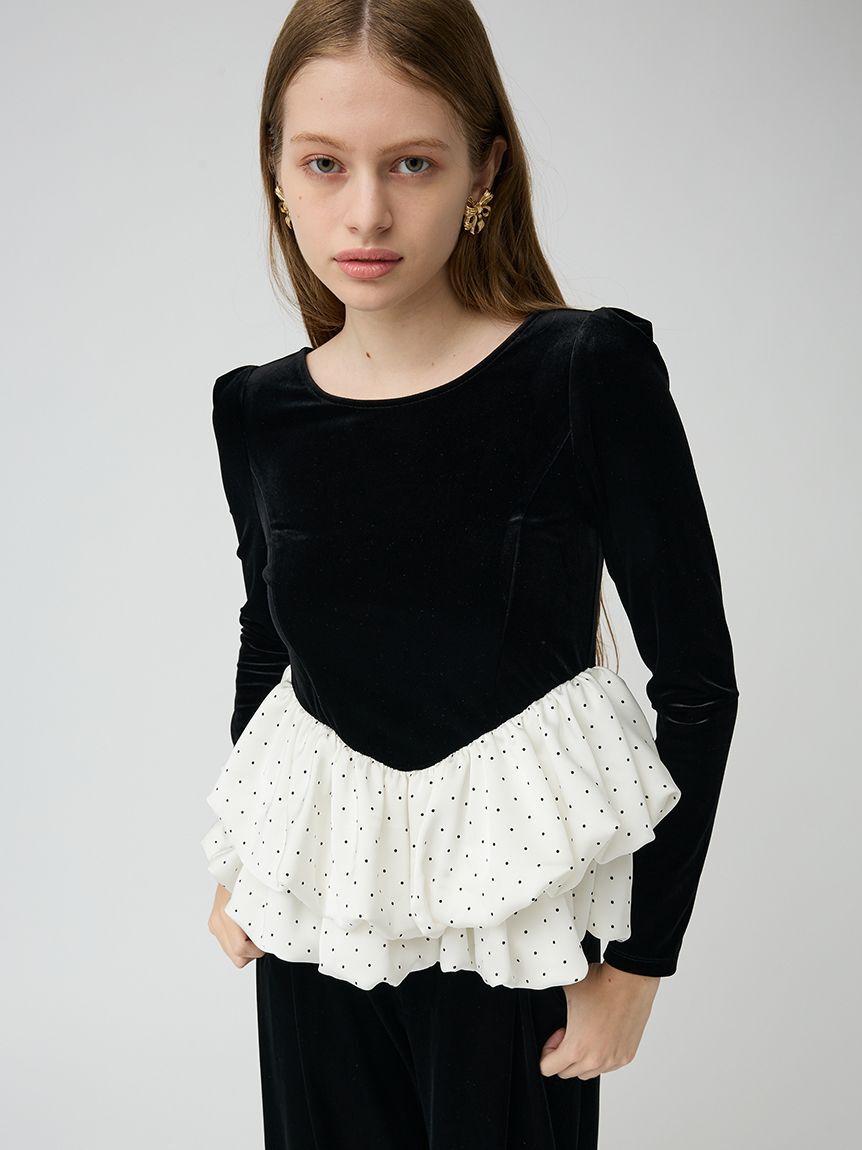 LILY BROWN「ベロアバルーンペプラムトップス」|Tシャツ・カットソー|