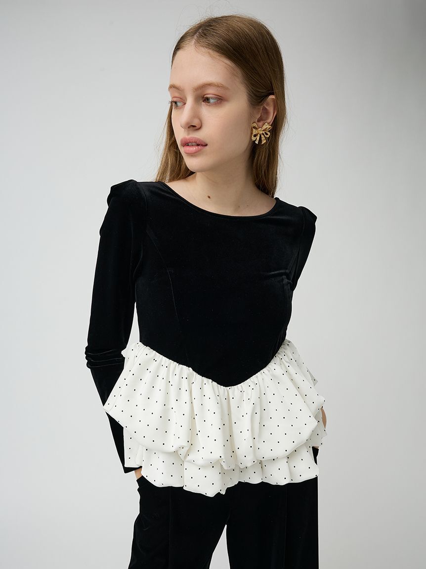 LILY BROWN「ベロアバルーンペプラムトップス」|Tシャツ・カットソー|