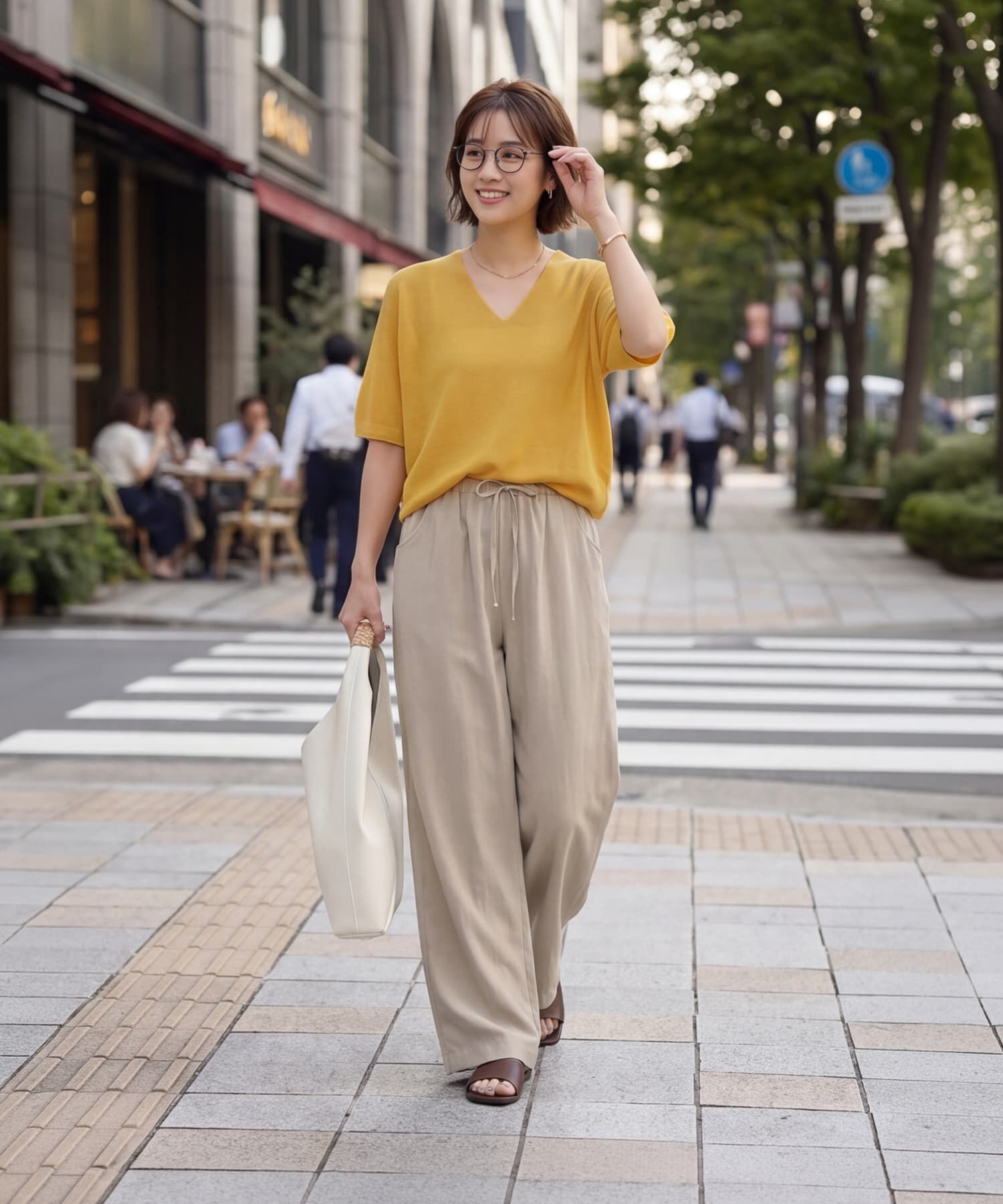 STYLE DELI「【LUXE】麻混リラックスVネックニットトップス」|Tシャツ・カットソー|