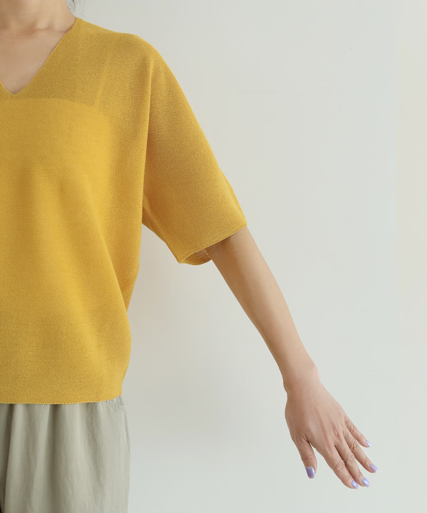 STYLE DELI「【LUXE】麻混リラックスVネックニットトップス」|Tシャツ・カットソー|