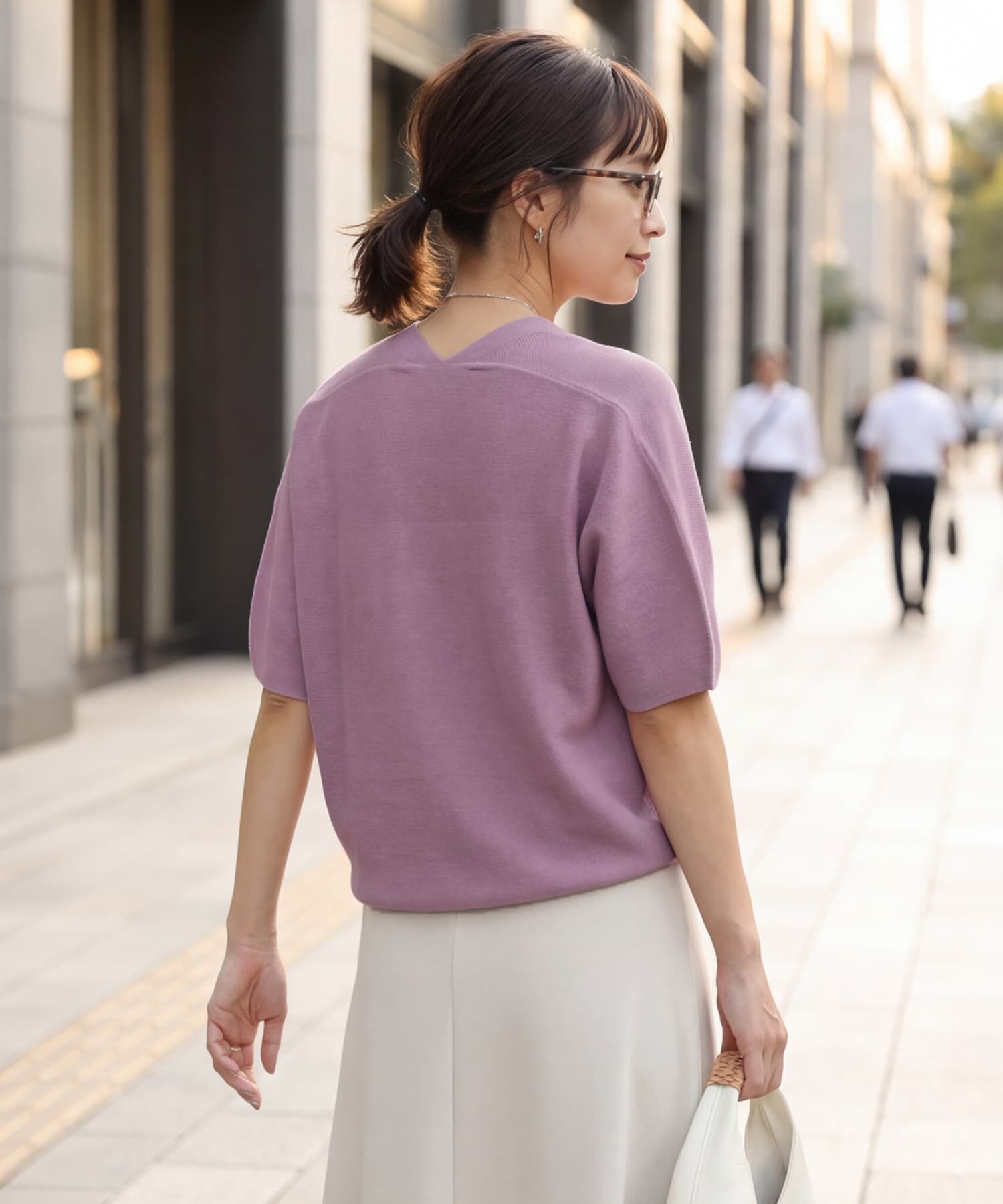 STYLE DELI「【LUXE】麻混リラックスVネックニットトップス」|Tシャツ・カットソー|