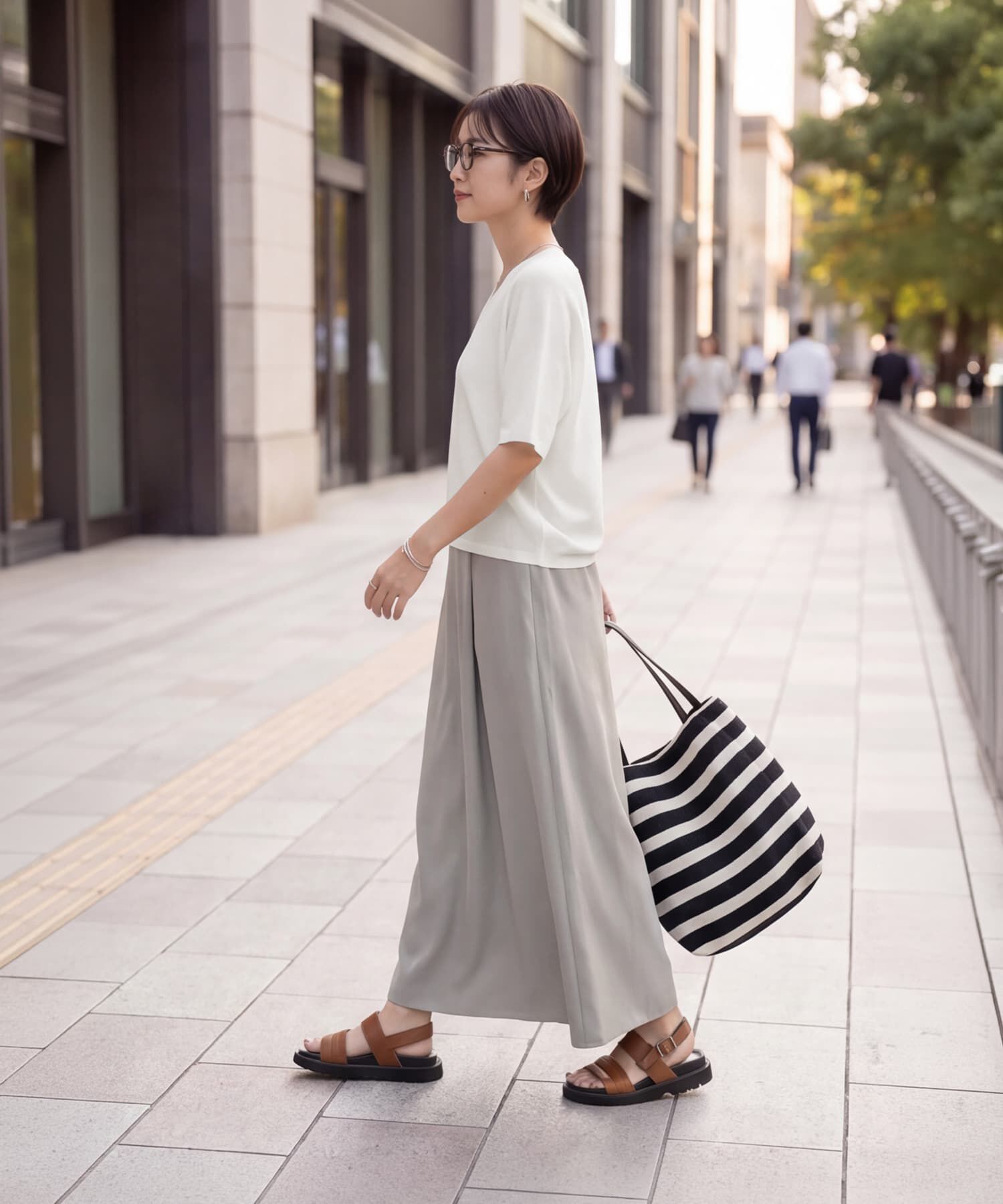 STYLE DELI「【LUXE】麻混リラックスVネックニットトップス」|Tシャツ・カットソー|