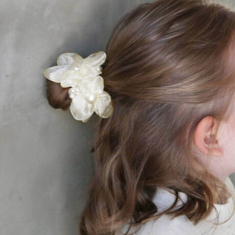 BACKYARD FAMILY「リボン シュシュ キッズ 通販 お花 パール 68142302 シューガーシュシュ オーガンジー」|ヘアゴム・シュシュ|