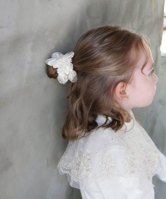 BACKYARD FAMILY「リボン シュシュ キッズ 通販 お花 パール 68142302 シューガーシュシュ オーガンジー」|ヘアゴム・シュシュ|