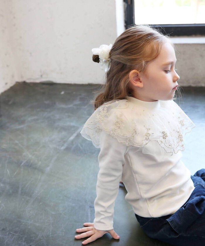 BACKYARD FAMILY「リボン シュシュ キッズ 通販 お花 パール 68142302 シューガーシュシュ オーガンジー」|ヘアゴム・シュシュ|