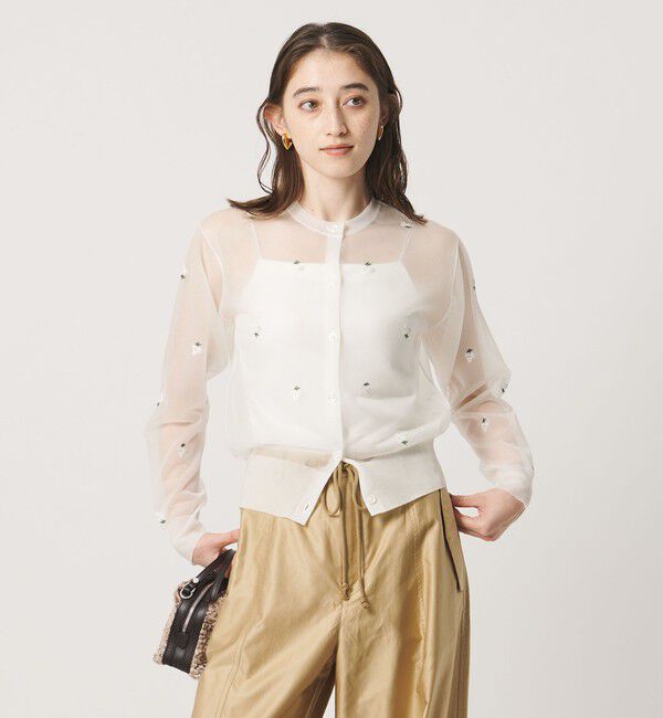 UNITED ARROWS「シアー フラワー カーディガン」|カーディガン|