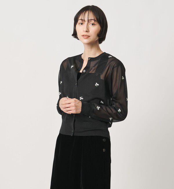 UNITED ARROWS「シアー フラワー カーディガン」|カーディガン|