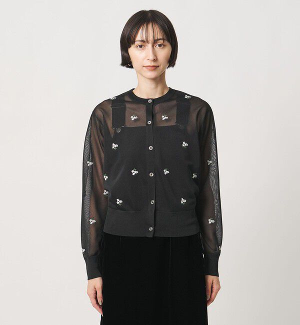 UNITED ARROWS「シアー フラワー カーディガン」|カーディガン|
