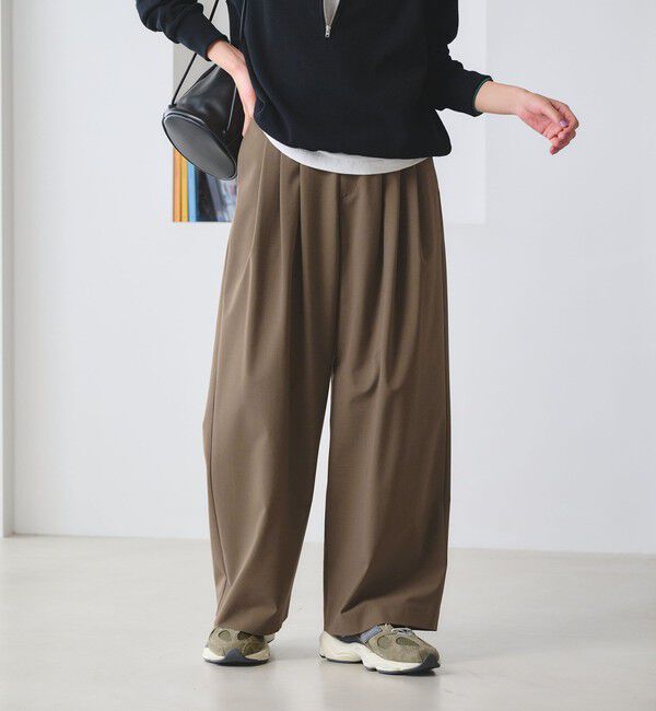 BEAUTY&YOUTH UNITED ARROWS「毛ポリエステルブレンド ワイドタックパンツ 防シワ ウォッシャブル」|その他|