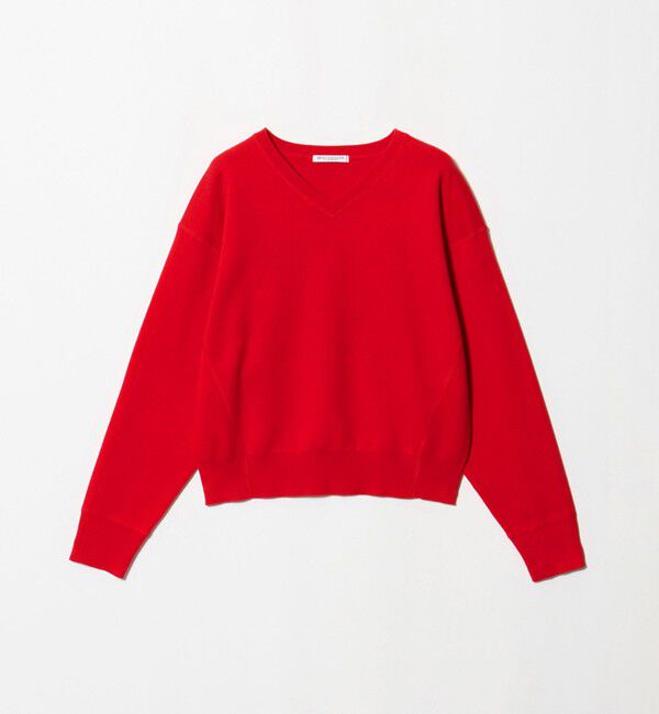 BEAUTY&YOUTH UNITED ARROWS「ソフトコットン Vネック スムース ニットプルオーバー ウォッシャブル」|ニット・セーター|RED