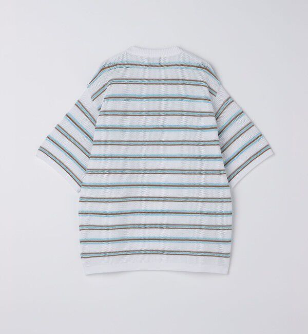 SHIPS「SHIPS:〈手洗い可能〉Amossa(R) メッシュ ボーダー ニット Tシャツ」|ニット・セーター|