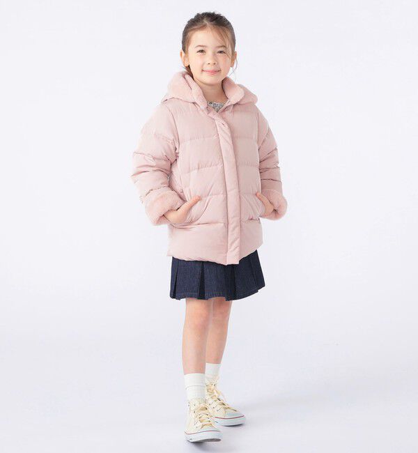 SHIPS KIDS「SHIPS KIDS:100～130cm /〈撥水/手洗い可能〉ミディアム丈 リサイクル ダウン フーディー」|ダウン|