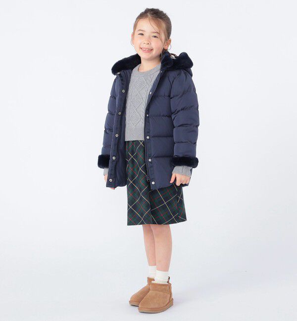 SHIPS KIDS「SHIPS KIDS:100～130cm /〈撥水/手洗い可能〉ミディアム丈 リサイクル ダウン フーディー」|ダウン|