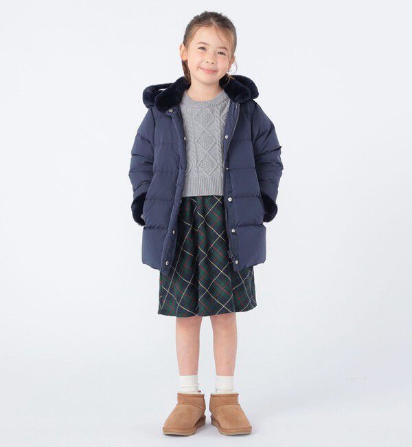 SHIPS KIDS「SHIPS KIDS:100～130cm /〈撥水/手洗い可能〉ミディアム丈 リサイクル ダウン フーディー」|ダウン|