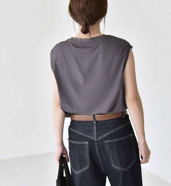 quaranciel「quaranciel:〈洗濯機可能〉スパンコール ロゴ 刺繍 フレンチスリーブ TEE」|Tシャツ・カットソー|