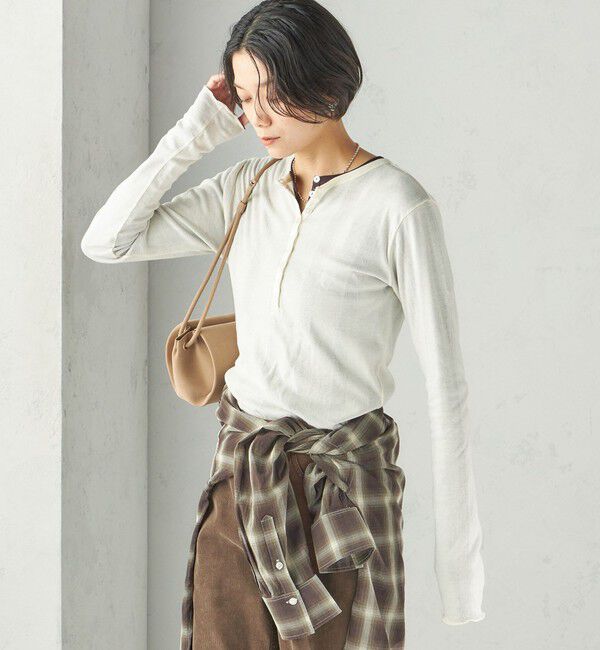 SHIPS for women「【SHIPS別注】miller:シアー ヘンリー ネック ロング スリーブ TEE 26AW」|Tシャツ・カットソー|