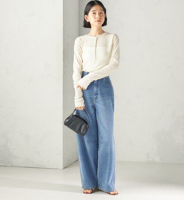 SHIPS for women「【SHIPS別注】miller:シアー ヘンリー ネック ロング スリーブ TEE 26AW」|Tシャツ・カットソー|