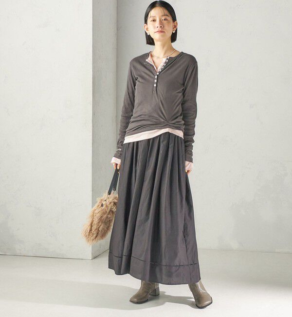 SHIPS for women「【SHIPS別注】miller:シアー ヘンリー ネック ロング スリーブ TEE 26AW」|Tシャツ・カットソー|