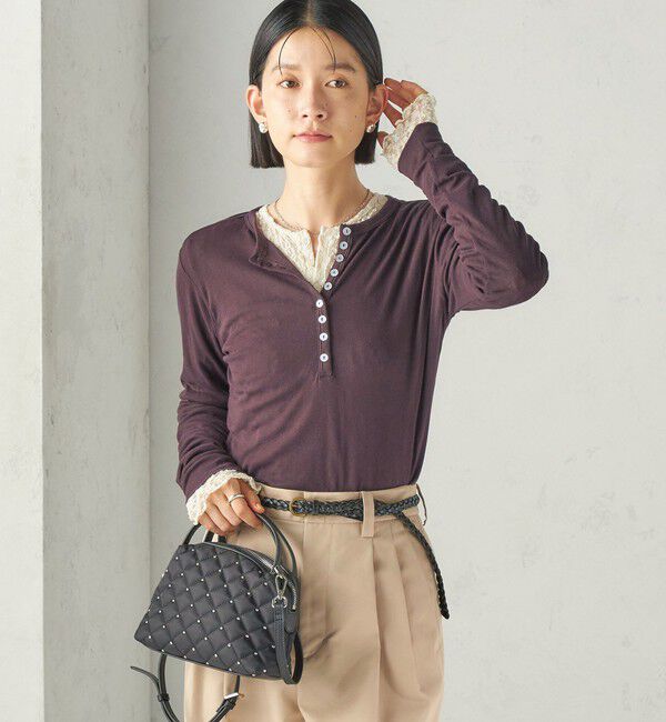 SHIPS for women「【SHIPS別注】miller:シアー ヘンリー ネック ロング スリーブ TEE 26AW」|Tシャツ・カットソー|