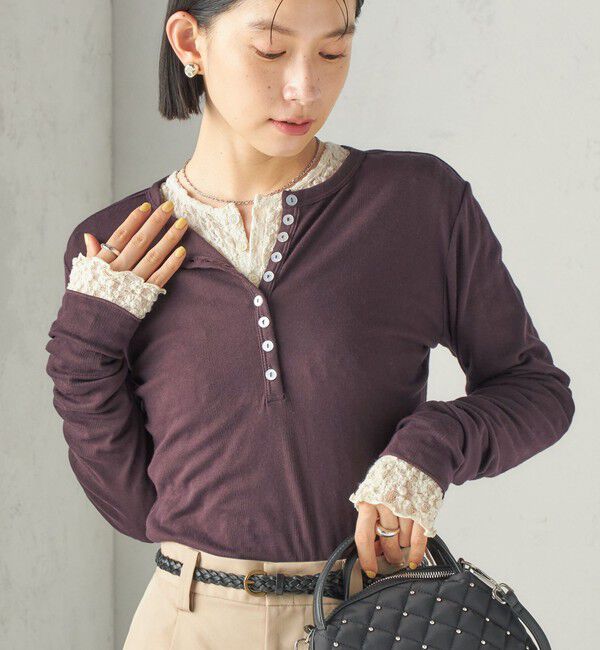 SHIPS for women「【SHIPS別注】miller:シアー ヘンリー ネック ロング スリーブ TEE 26AW」|Tシャツ・カットソー|