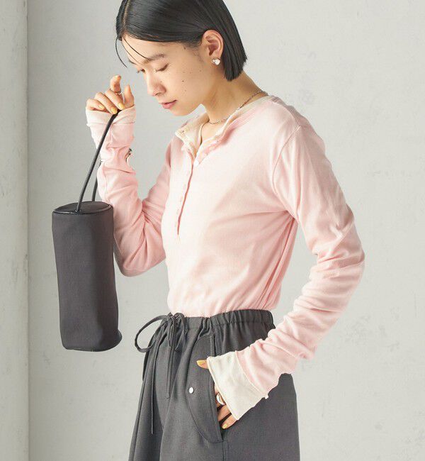 SHIPS for women「【SHIPS別注】miller:シアー ヘンリー ネック ロング スリーブ TEE 26AW」|Tシャツ・カットソー|ピンク