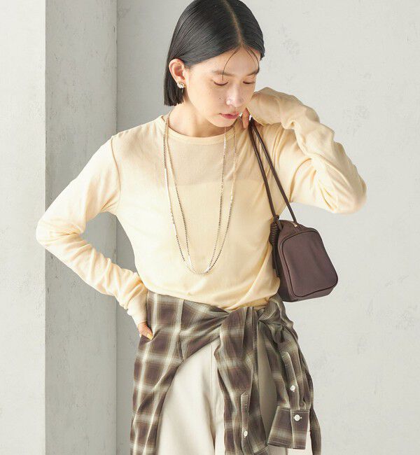 SHIPS for women「【SHIPS別注】miller:シアー ヘンリー ネック ロング スリーブ TEE 26AW」|Tシャツ・カットソー|