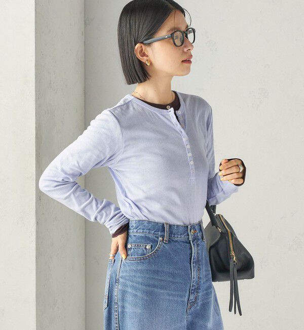 SHIPS for women「【SHIPS別注】miller:シアー ヘンリー ネック ロング スリーブ TEE 26AW」|Tシャツ・カットソー|
