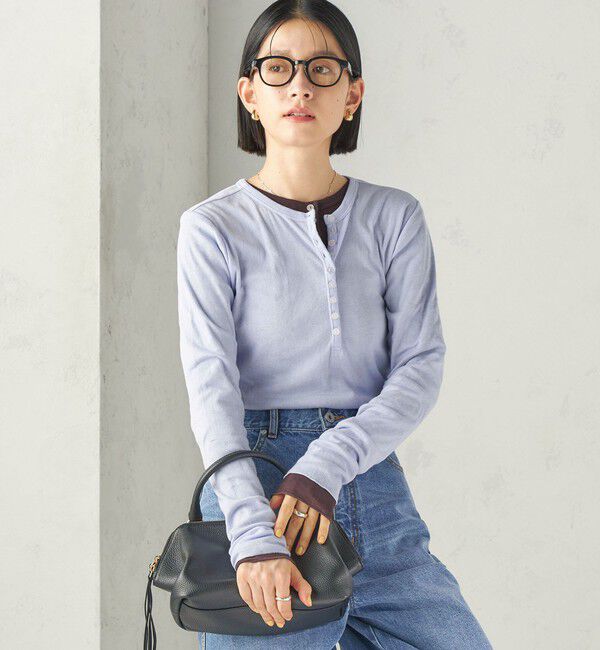 SHIPS for women「【SHIPS別注】miller:シアー ヘンリー ネック ロング スリーブ TEE 26AW」|Tシャツ・カットソー|