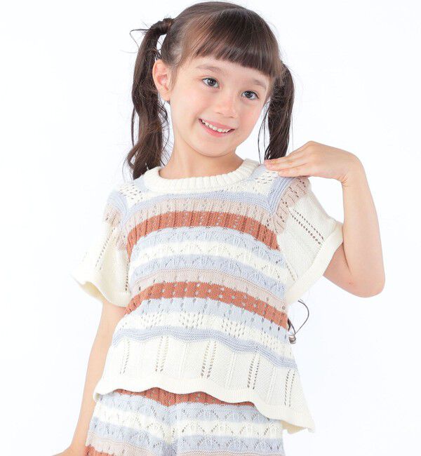 SHIPS KIDS「SHIPS KIDS:100～130cm/ニット レーストップス」|ニット・セーター|