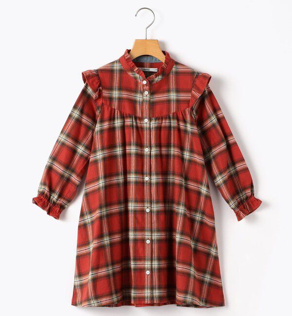 SHIPS KIDS「SHIPS KIDS:140～150cm / ネル チェック ワンピース」|ワンピース|レッド系