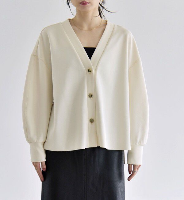 quaranciel「《追加予約》〈手洗い可能〉カットジョーゼット Vネック ワイド カーディガン」|カーディガン|