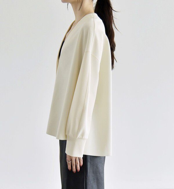 quaranciel「《追加予約》〈手洗い可能〉カットジョーゼット Vネック ワイド カーディガン」|カーディガン|