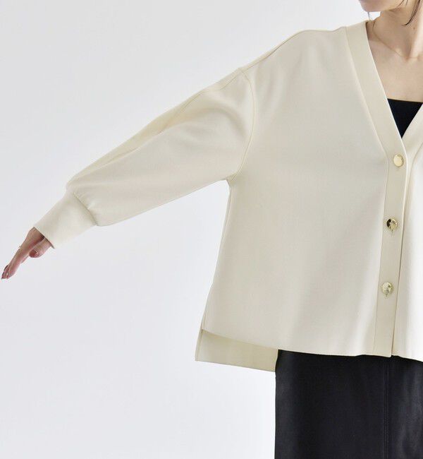 quaranciel「《追加予約》〈手洗い可能〉カットジョーゼット Vネック ワイド カーディガン」|カーディガン|