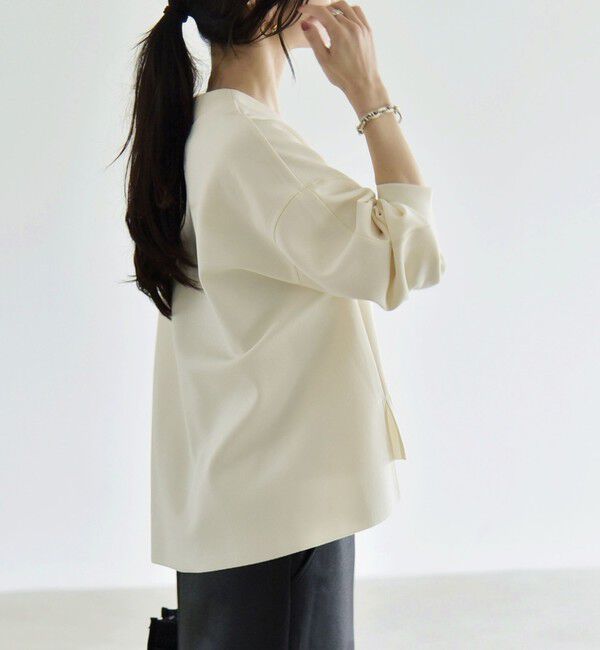quaranciel「《追加予約》〈手洗い可能〉カットジョーゼット Vネック ワイド カーディガン」|カーディガン|