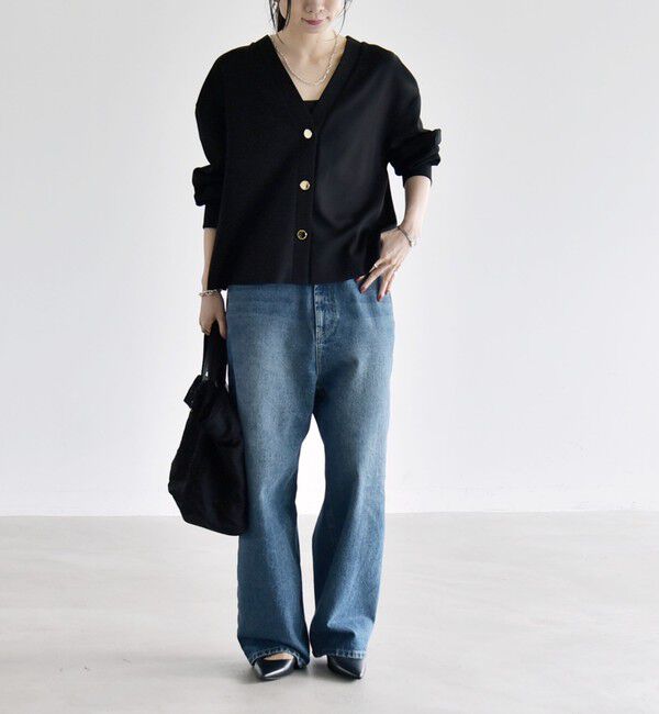 quaranciel「《追加予約》〈手洗い可能〉カットジョーゼット Vネック ワイド カーディガン」|カーディガン|
