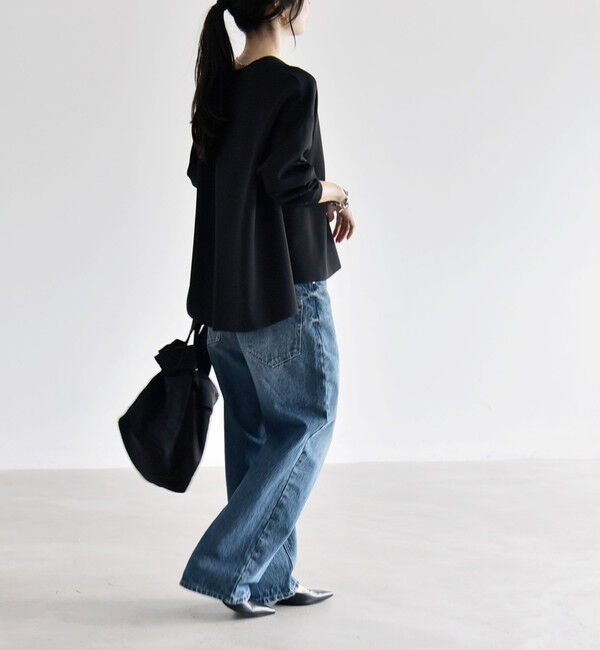 quaranciel「《追加予約》〈手洗い可能〉カットジョーゼット Vネック ワイド カーディガン」|カーディガン|