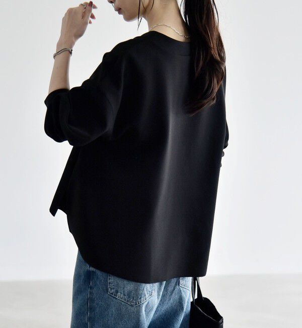 quaranciel「《追加予約》〈手洗い可能〉カットジョーゼット Vネック ワイド カーディガン」|カーディガン|