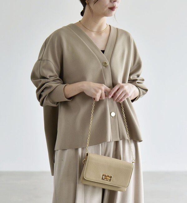 quaranciel「《追加予約》〈手洗い可能〉カットジョーゼット Vネック ワイド カーディガン」|カーディガン|