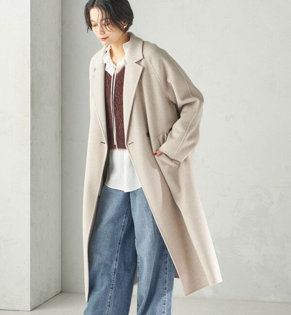 SHIPS for women「《予約》Super 160's ウール リバー ロング コート」|その他|ナチュラル