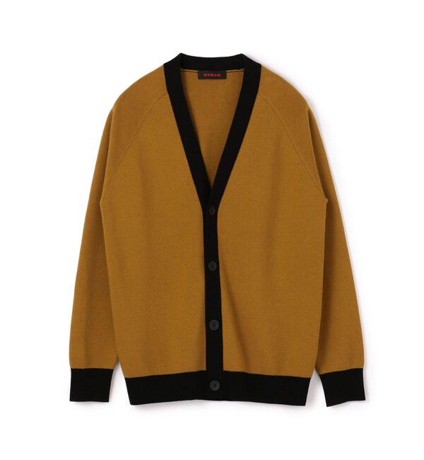 CABaN「CABaN コットンカシミヤ バイカラーVネックカーディガン」|カーディガン|46キャメル&times;ブラック