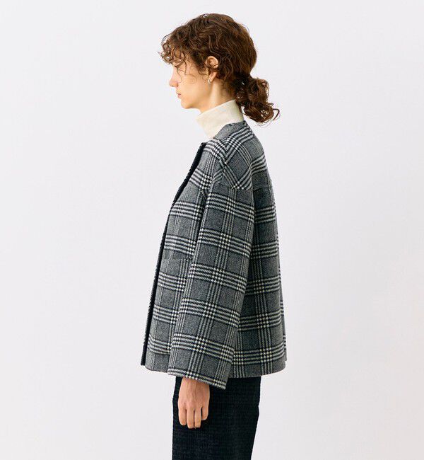 TOMORROWLAND collection「【WEB先行予約】スーパーダブルフェイスグレンチェック リバーシブルコート」|ノーカラーコート|