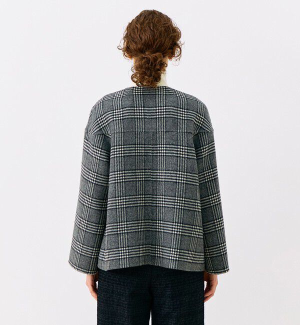 TOMORROWLAND collection「【WEB先行予約】スーパーダブルフェイスグレンチェック リバーシブルコート」|ノーカラーコート|