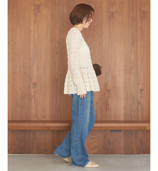 IENA「《WEB限定/追加》Flowerストレッチレース ペプラムプルオーバー」|Tシャツ・カットソー|
