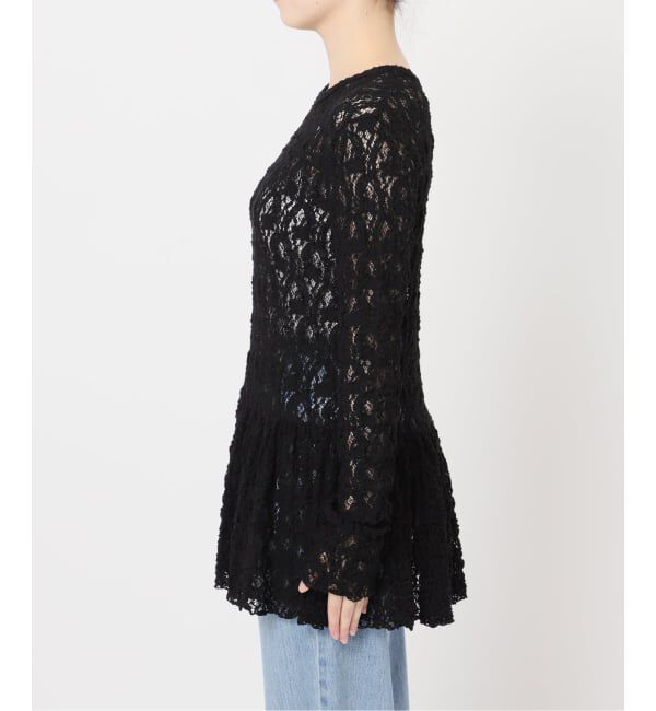 IENA「《WEB限定/追加》Flowerストレッチレース ペプラムプルオーバー」|Tシャツ・カットソー|